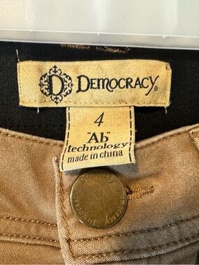 Democracy Beige/Tan Jeans with Branded Metal Button